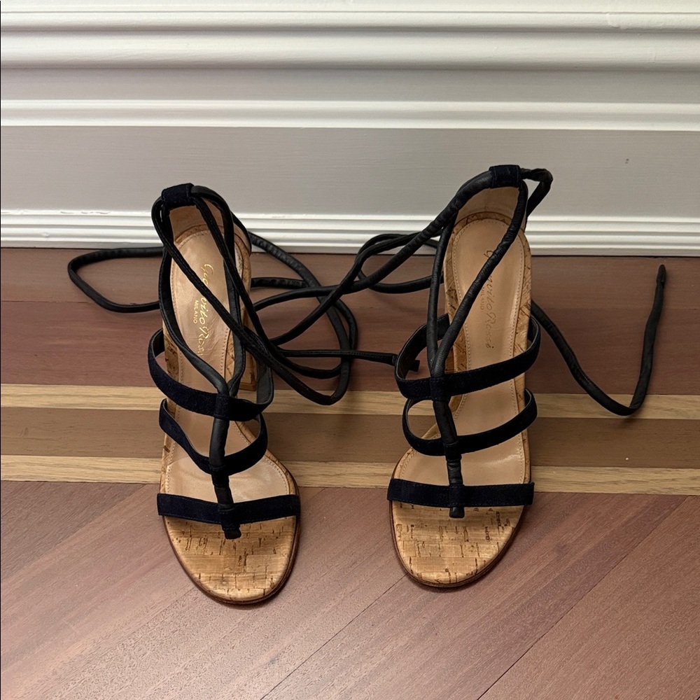 Gianvito Rossi Black Strappy Heels